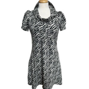 Calvin Klein Zebra Print Midi Cowl Neck Dress - Women S - Animal Print Party